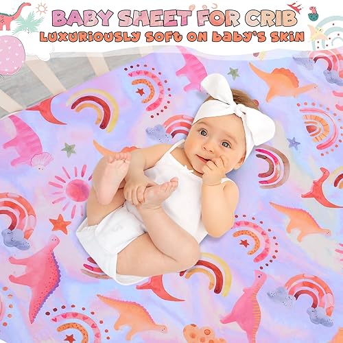 Miniatura 8 de Cloele Sábana bajera ajustable para cuna de sirena para niñas  1 paquete de sábana acogedora para cuarto de bebé, funda de colchón estándar para