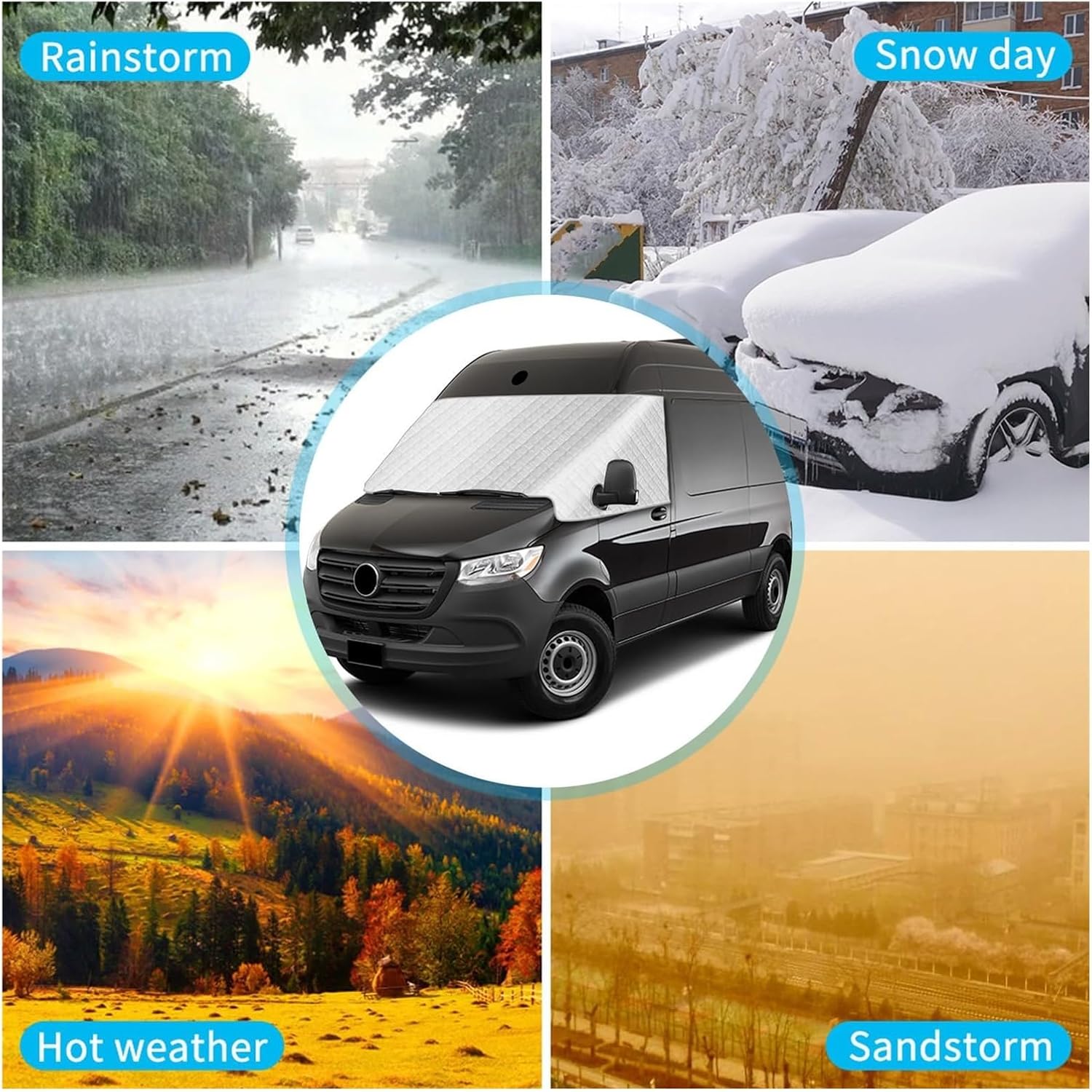 Snow Protection for Cars for VW Crafter 2018 2019 2020 2021 2022 2023 2024 2025 600D Oxford Weatherproof Anti-Theft Snow Cover Windshield(2006-2017)