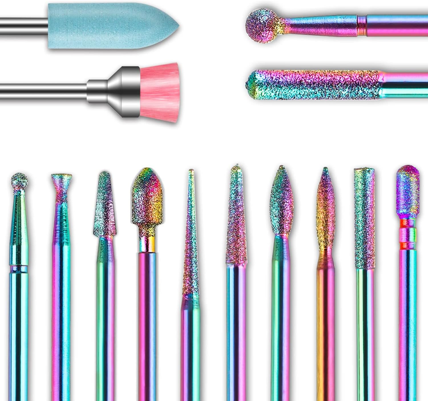 Depvko 14pcs Nail Drill Bits Set, 3/32'' Professional Diamond Carbide Cuticle Remover Drill Bits for Nails, Rotary Burrs Electric Manicure Nail File Bit for Acrylic Gel Nails Cuticle Manicure (Sliver)