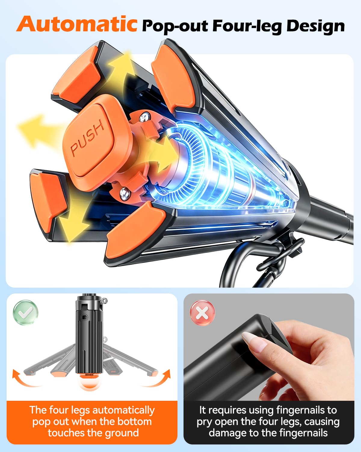 CloudValley Treppiede Selfie Stick Magnetico Mini con 2 Luci | Treppiede Telefono 4 in 1 Tasca, Rotazione 360°, Telecomando Bluetooth con Zoom Rimovibile, per iPhone Android Vlog Video