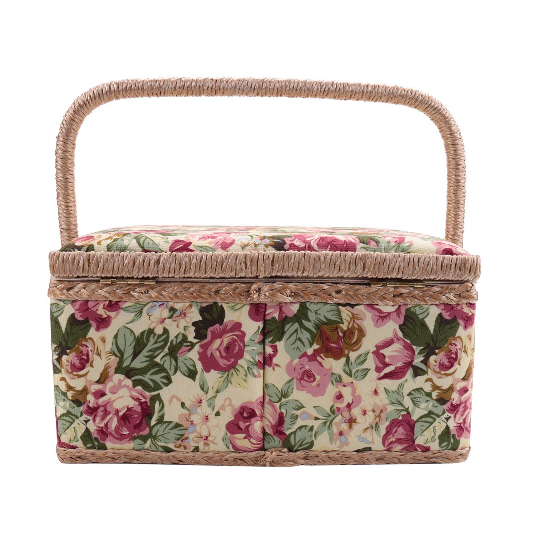 PRIZOM Cestino da cucito extra, cestino da cucito vintage, per aghi, , a nastro e altri accessori per cucire