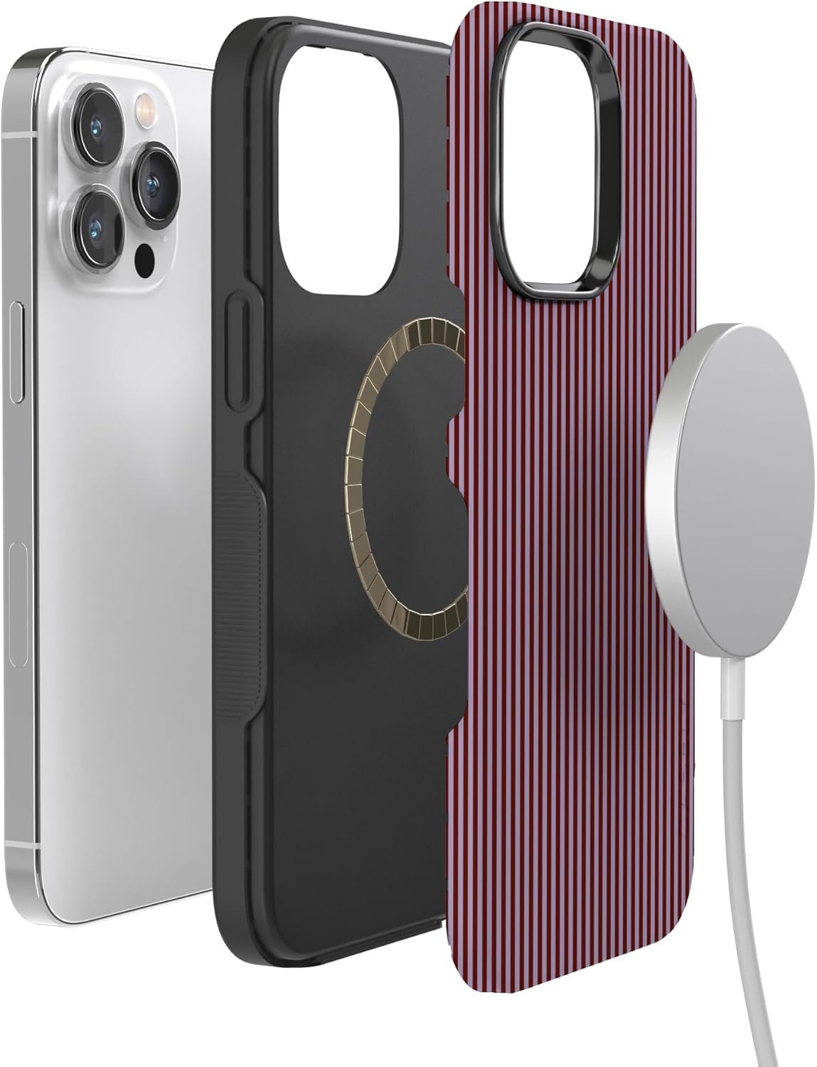 Casely iPhone 14 Pro Max Case | Stripes and the City | Tiny Pinstripe | Bold Protective Design | Compatible with MagSafe