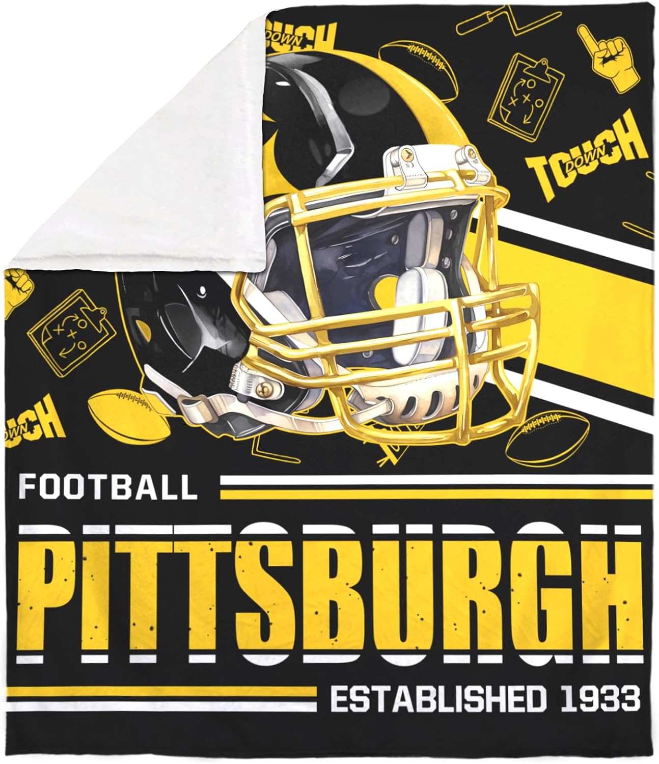 Football Style Football Throw Blanket Gift for Team Fans Soft Fleece Flannel Blanket 50"x60" - Image 2