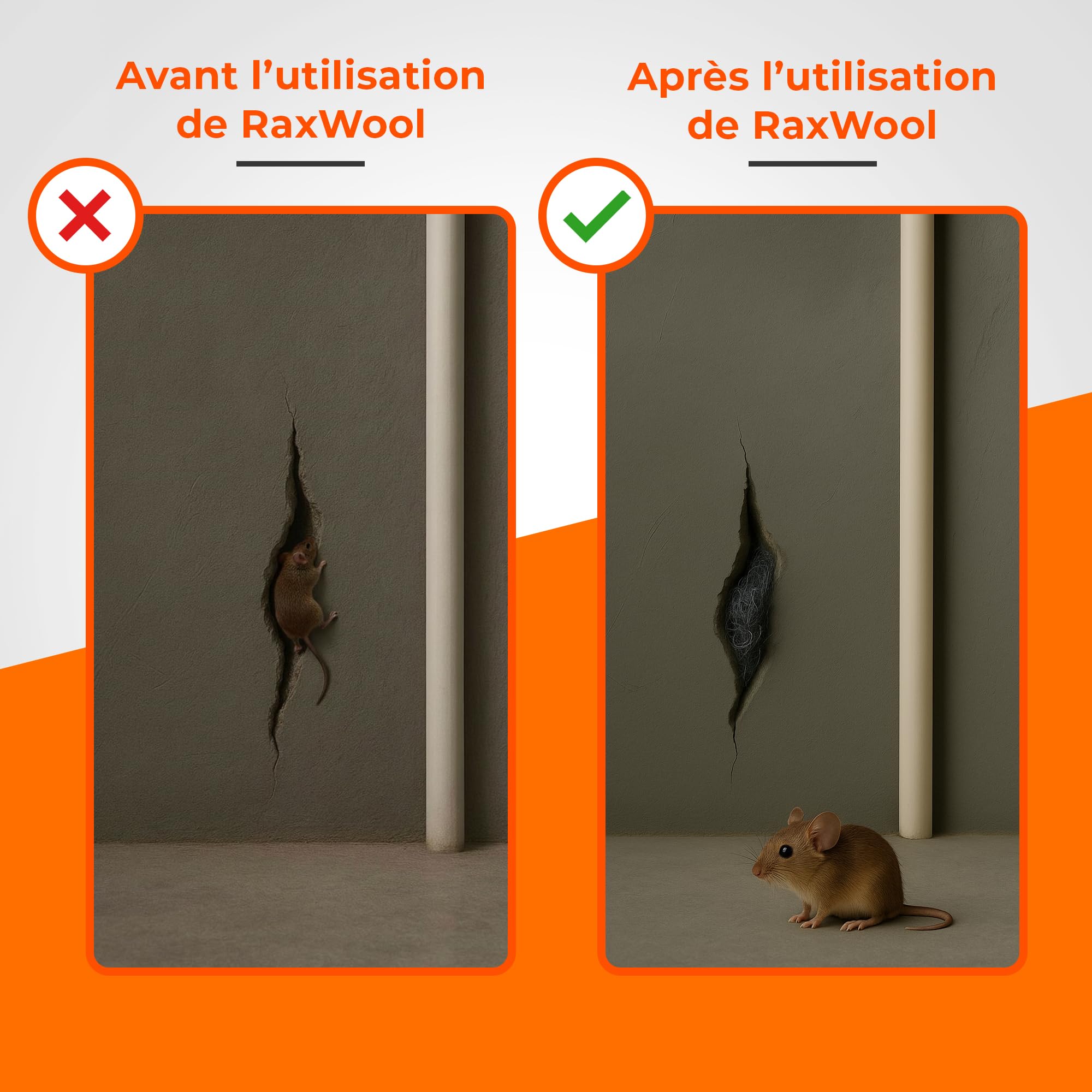RaxWool PRO 3 m x 10 cm Laine d’Acier Anti Rongeur pour Portes et Fenêtres, Bande d’Étanchéité Autocollante Découpable, Isolation Thermique et Protection Intérieure Extérieure
