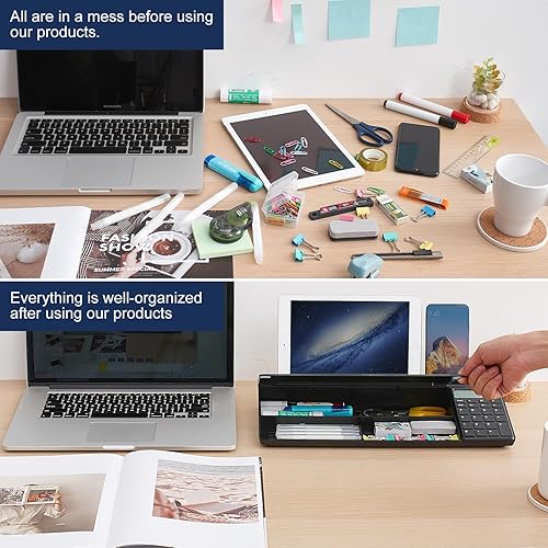 Vista 124 de TSJ OFFICE - Pizarra blanca para escritorio que se borra en seco para oficina, hogar y estudiantes, soporte para teclado de computadora, Base