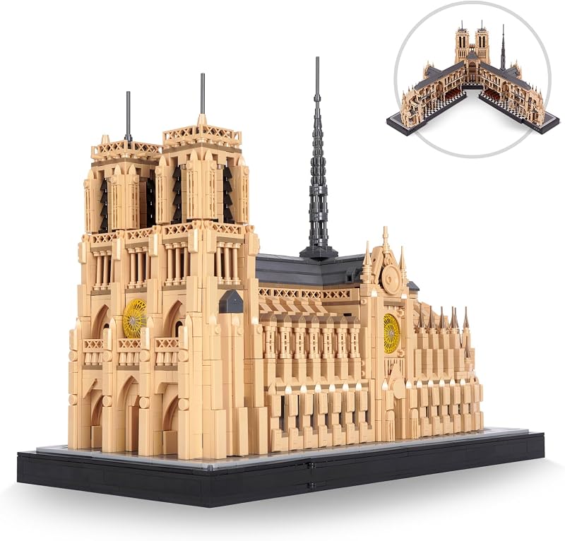 Conjunto de bloques de construcción modelo Architecture Notre-Dame de Paris, modelo de arquitectura que se puede abrir, colección de microkit de construcción, juguete de construcción