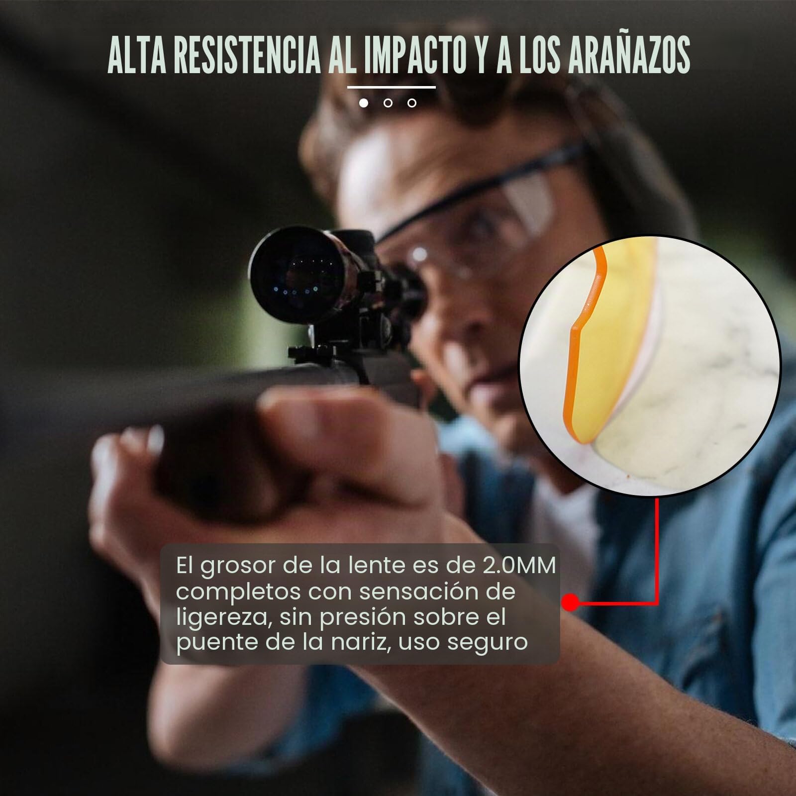 Aicharynic Gafas de tiro con 3 lentes intercambiables, gafas de protección con lentes transparentes antivaho y resistentes a los arañazos, ajustables, resistentes a los golpes, protección láser