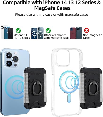 Miniatura 8 de ExtreLife Magsafe Wallet, cartera magnética más fuerte, para iPhone Wallet Magsafe con agarre de anillo, cartera magnética para iPhone serie