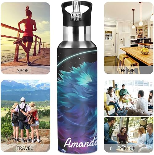 Miniatura 10 de Botella de agua personalizada con diseño de animales del bosque para niños, termo personalizado con nombre, botella con logotipo de panda elefante,