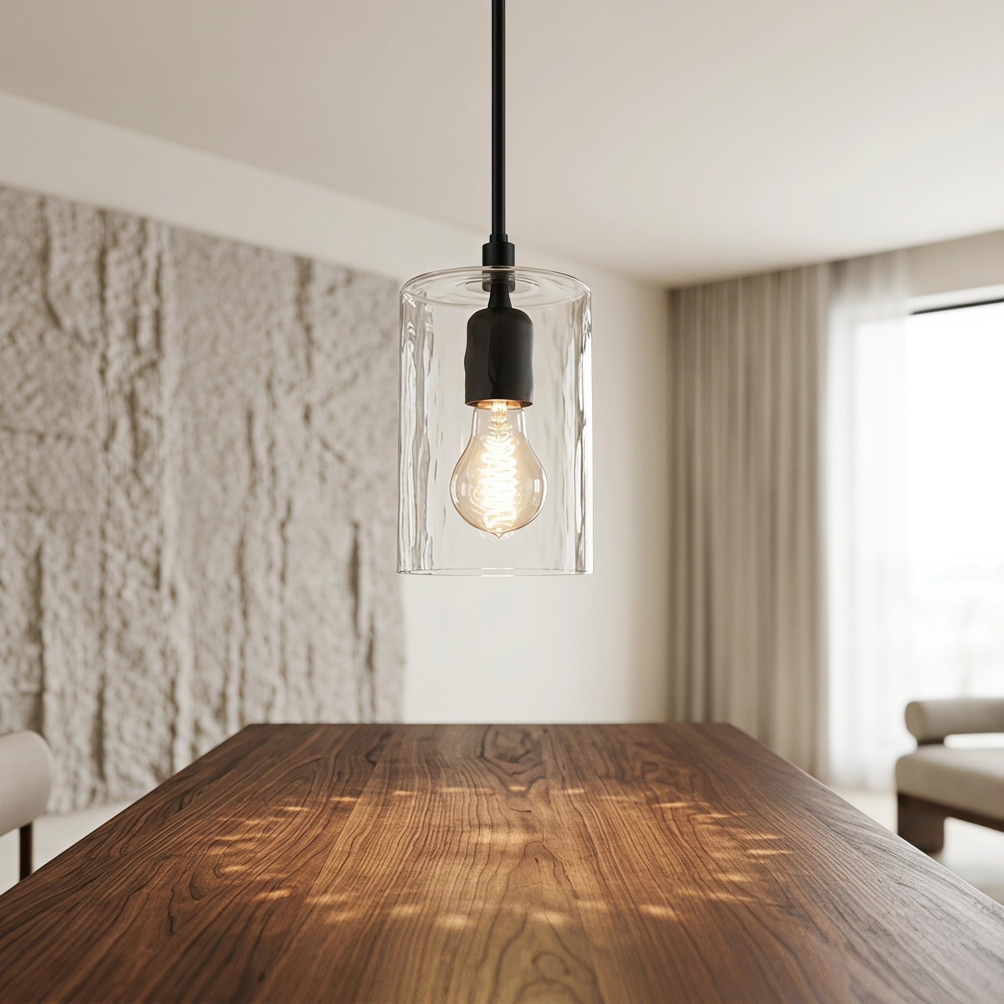 TOPBATHY 3 Pezzi Paralume in Vetro E27 Martellato per Lampada a Sospensione | Leggero e Resistente al Calore, Diffusione Uniforme della Luce, Cilindrico 1-5/8, per Ufficio e Camera