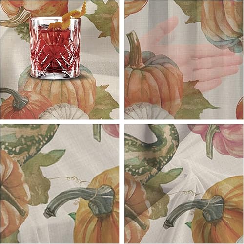 Vista 6 de Fall Autumn Pumpkins Chiffon Table Runner 120 Inches Long, Voile Sheer Tulle Runner for Rustic Wedding Reception Bridal Shower Decorations Birthday