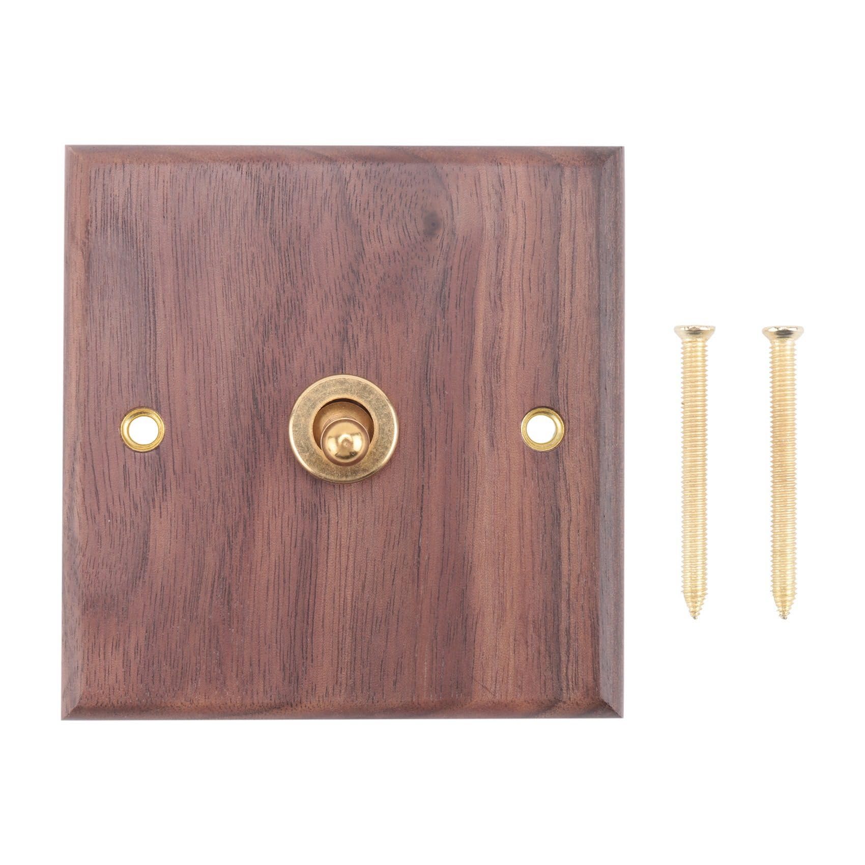 UrbanNest 5X Retro American Industrial Style Light Switch Socket, Solid Wood Brass Toggle Switch Plate,Antique Home Stay Switch(1) - Image 4