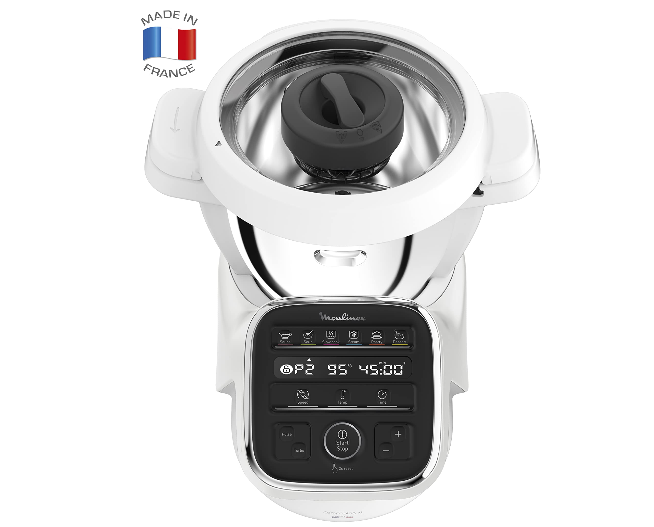 MOULINEX COMPANION XL robot kuchenny, wielofunkcyjny, miska 4,5 l, 12 programów, automatycznych zup gazpacho, robot kuchenny, mikser, mikser do ugniatania, gotowania na parze, 1550 W, HF80CB10