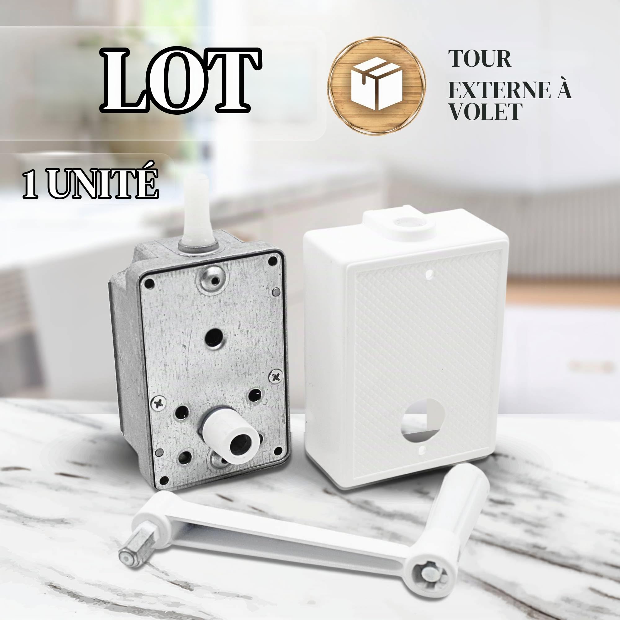 DOJA Barcelona | Treuil Volet Roulant Manivelle | Poignet Manivelle Volet Roulant | Plaque Blanche À Encastrer | Avec Manivelle Pour Volet Roulant Poids 40 Kgs | Treuil Volet Roulant Manuel Exterieur