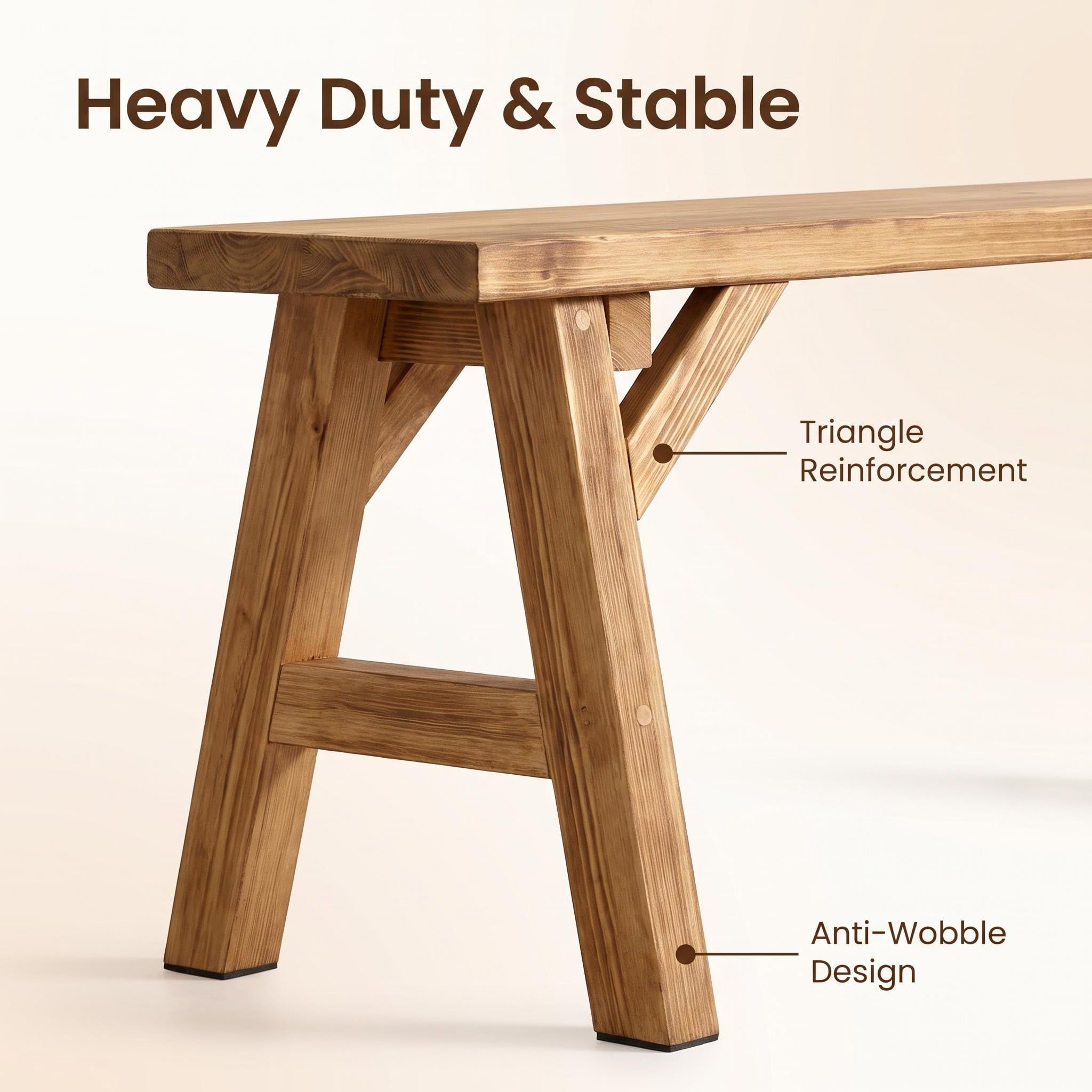 63in Wood Bench for Dining Entryway, Solid Pine