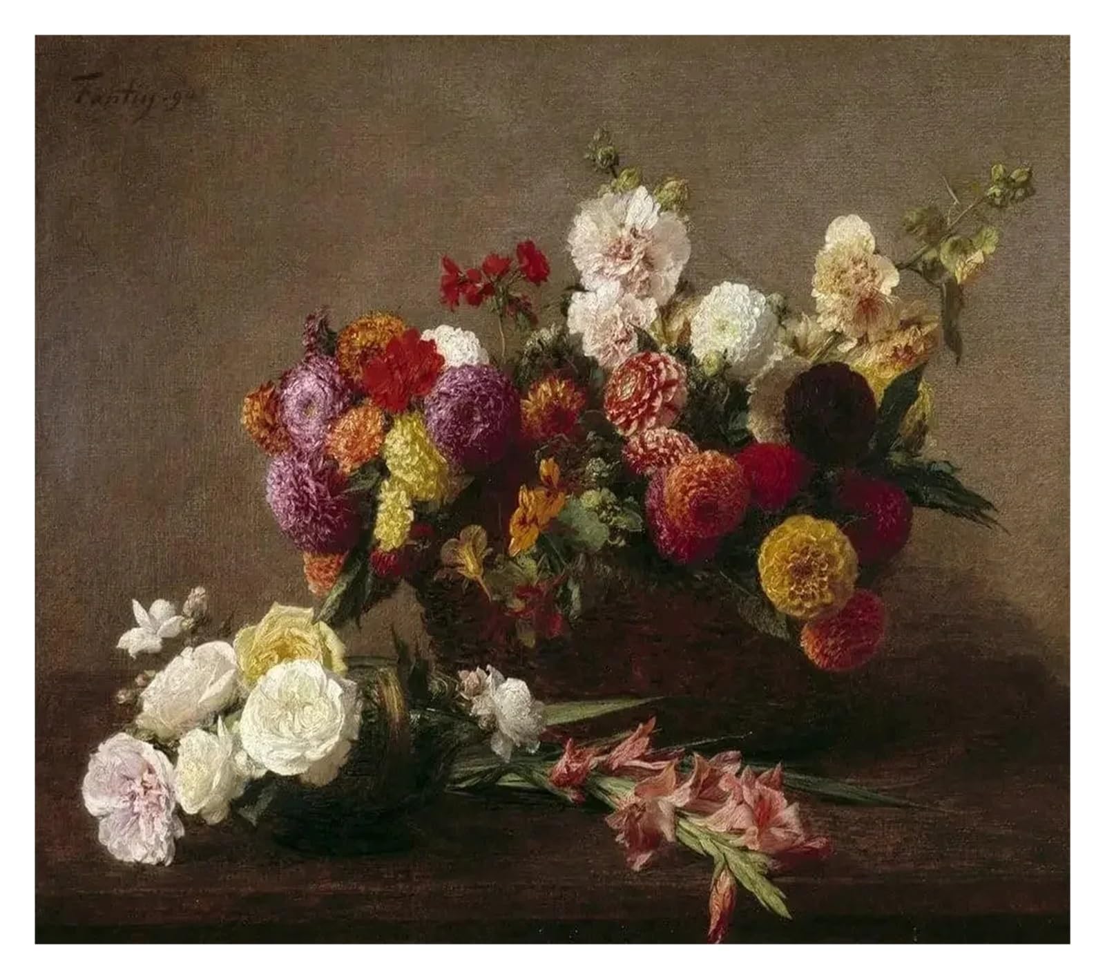 Affiche de bouquet de fleurs victorien sur toile botanique premium