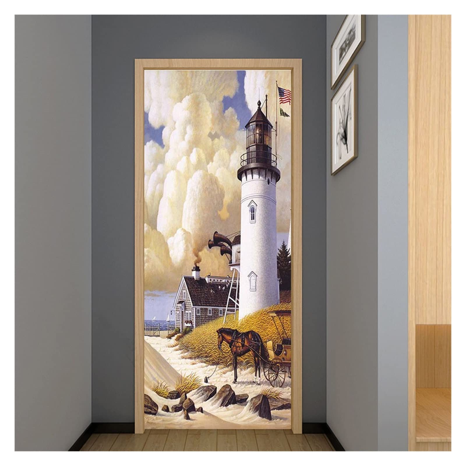 Papier peint vintage auto-adhésif et sticker mural décoratif pour porte en bois
