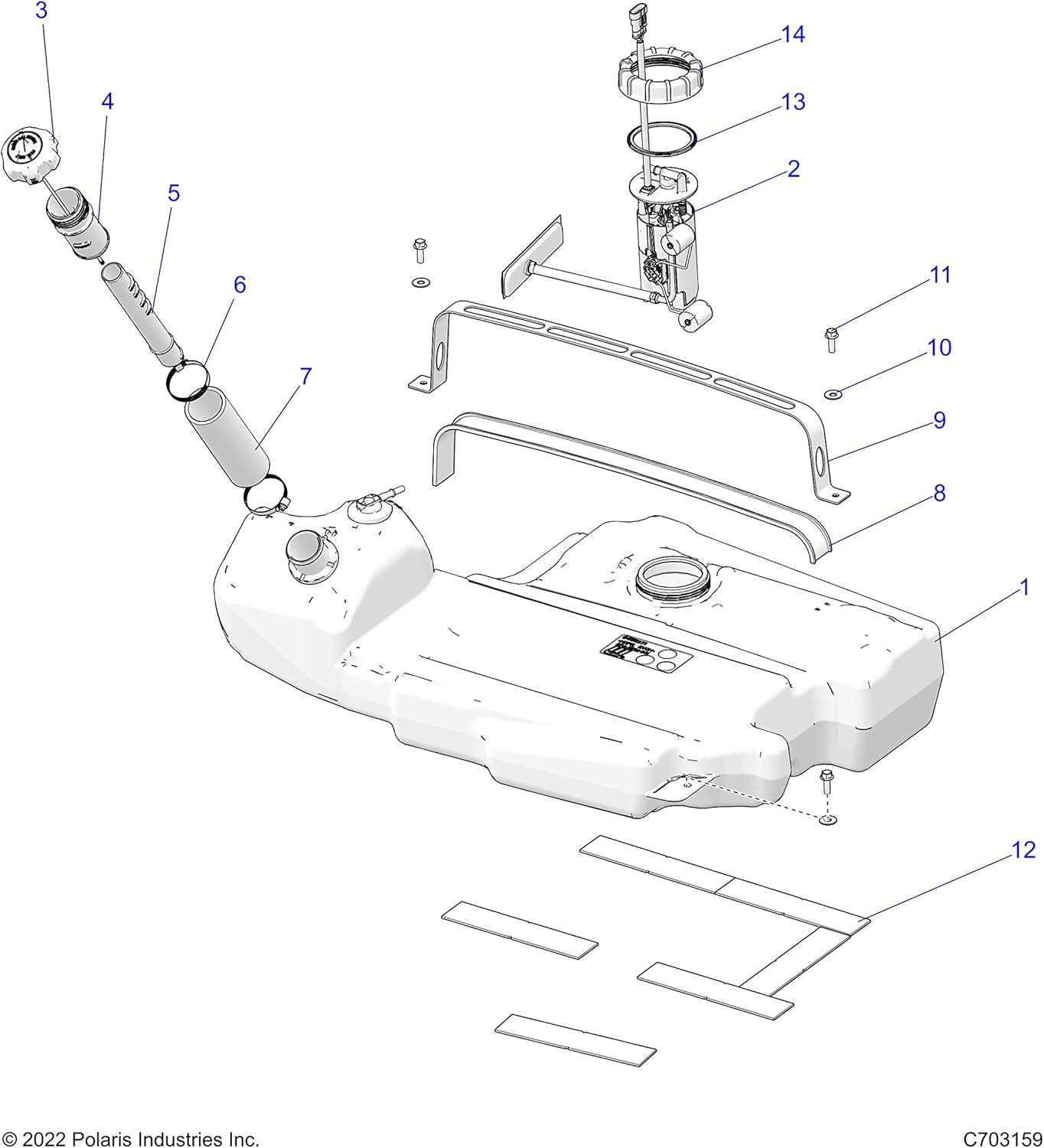 Polaris RZR Gas Tank Cap, Tether, Genuine OEM Part 2522069, Qty 1