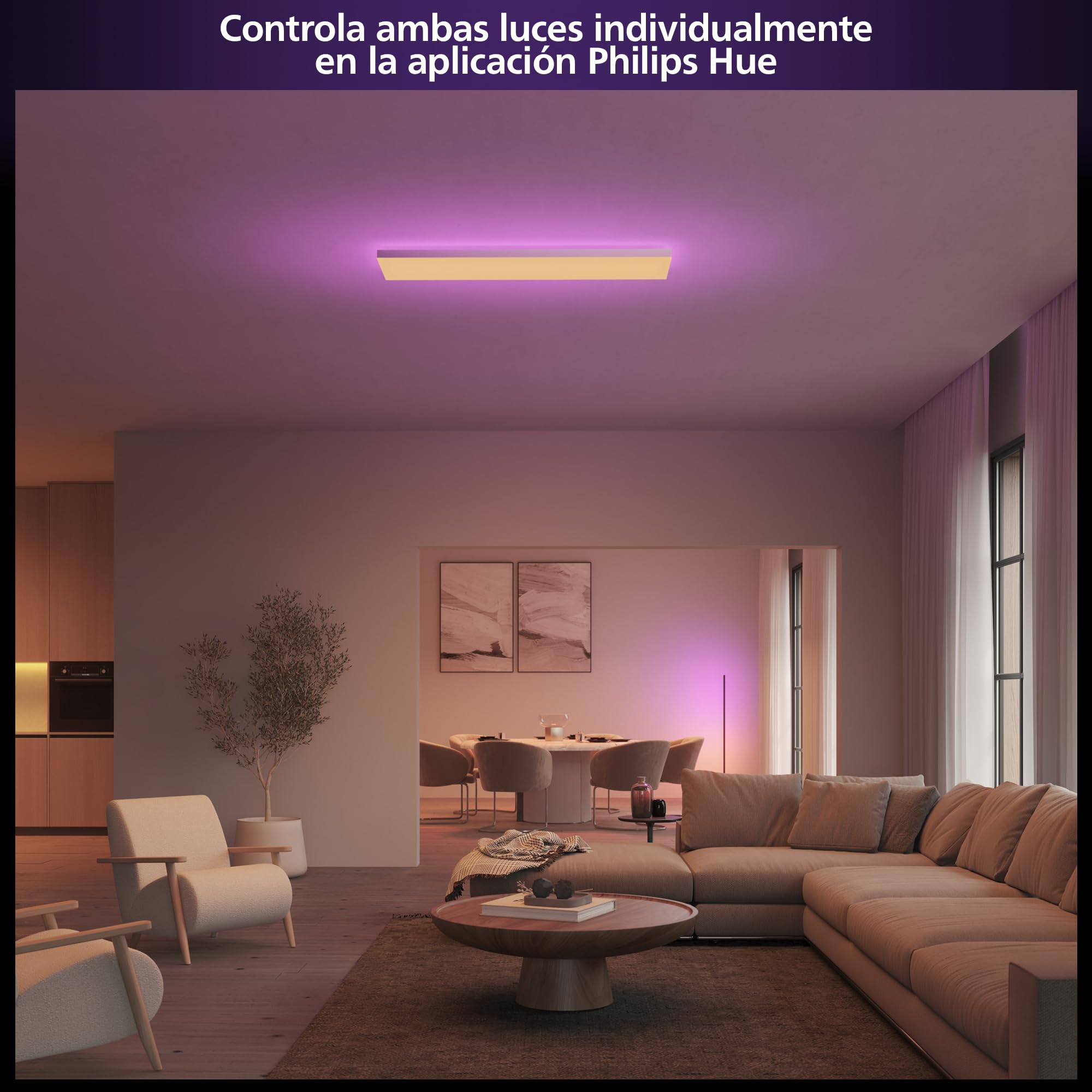 Philips Hue Datura Panel LED Inteligente (rectangular 30 x 120 cm), luz blanca y de color, compatible con Bluetooth, control por voz con Alexa, Apple Home y Google Assistant
