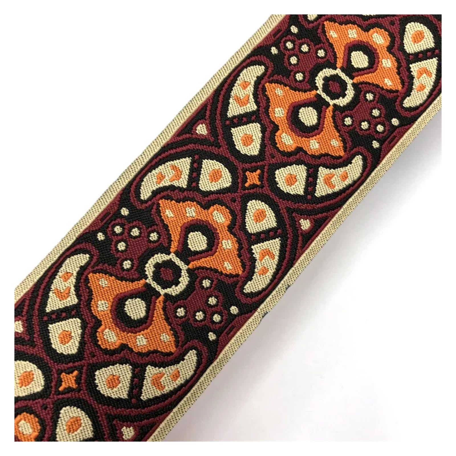 cinta retrógrada, Cinta de poliéster jacquard tejida for ropa, bolsos y diseño de tótem, color naranja, 5 cm (10 yardas)