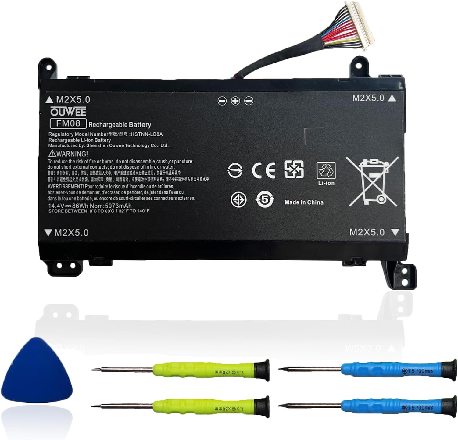 HSTNN-LB8B FM08 Laptop Battery Compatible with HP Omen 17-AN013TX 17-AN014TX 17-AN014NG 17-an008ur Series TPN-Q195 922752-421 922753-421 922976-855 14.4V 86Wh 5973mAh(16-Pin Connector)