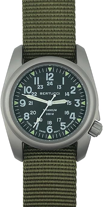 BERTUCCI A-2T Vintage Watch | Green Dial | Swiss Super Luminous Technology | Blending Vintage U.S Military and Titanium Innovation | Built for Performance | 12030