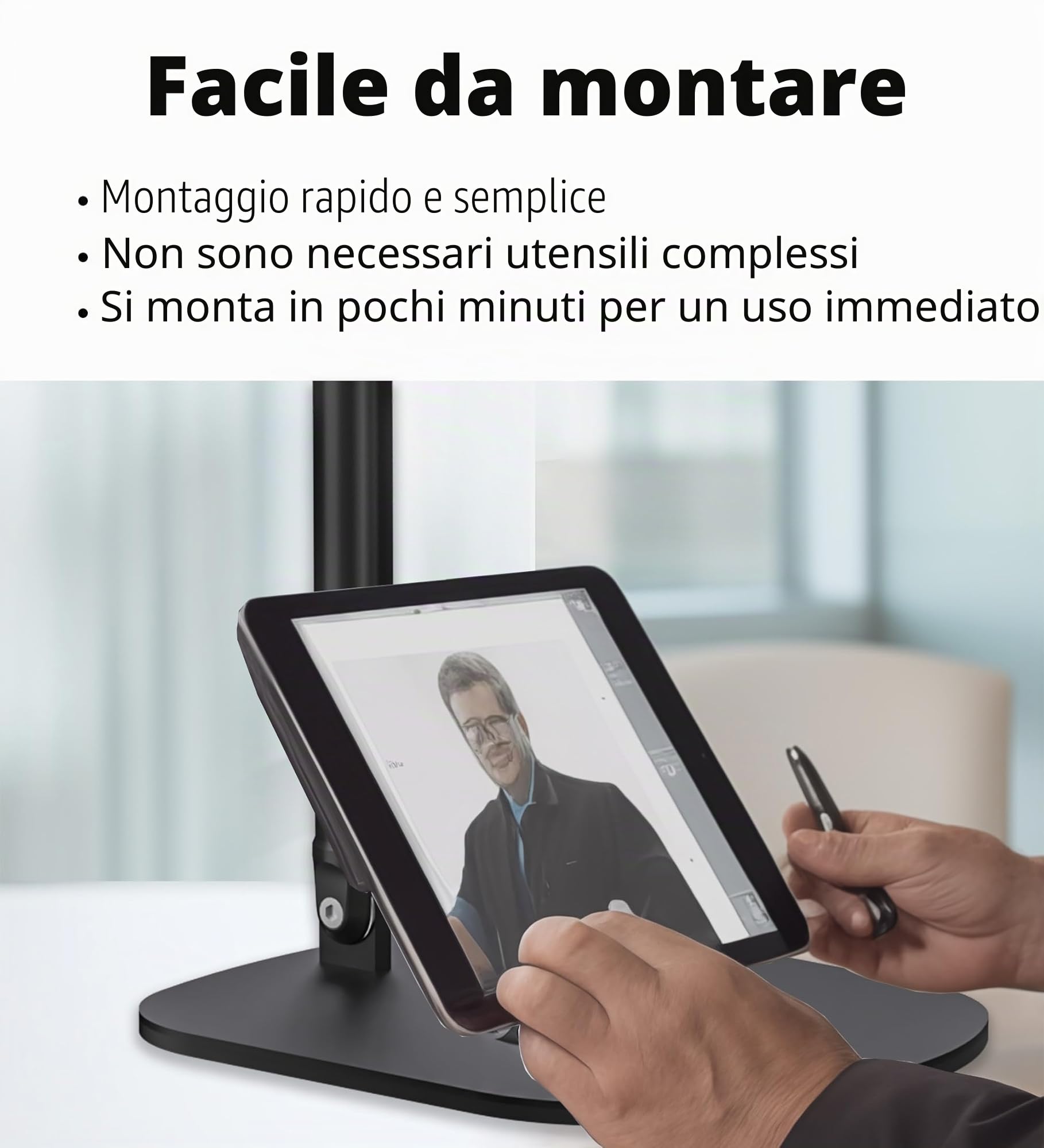 Supporto per webcam regolabile – doppio supporto per telefono e tablet, struttura robusta in alluminio con altezza e angolazione flessibili