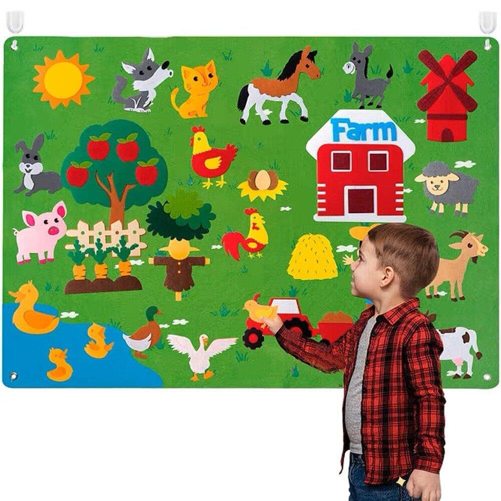Juguetes De Pizarra De Tablero De Fieltro para Niños Montessori Board Board De Historia del Océano Insecto Animal Patrón De Dibujos Animados Preescolar Juguete Interactive Interactive