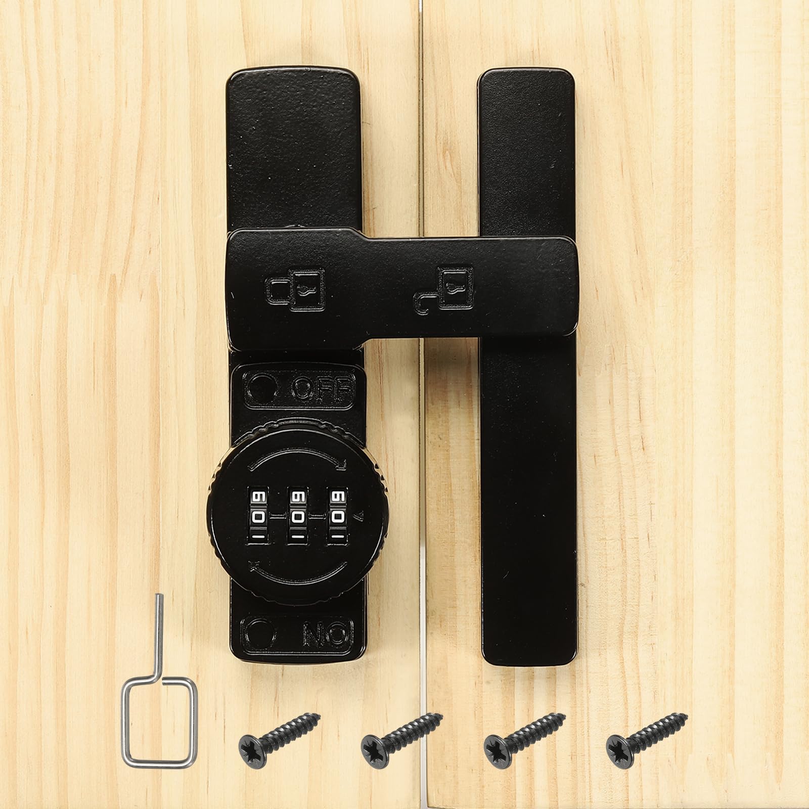 PATIKIL 180 Degree Flip Sliding Barn Door Lock Mechanical Keyless 3 Digit Password Combination Lock for Sliding Door Windows Cabinets, Black