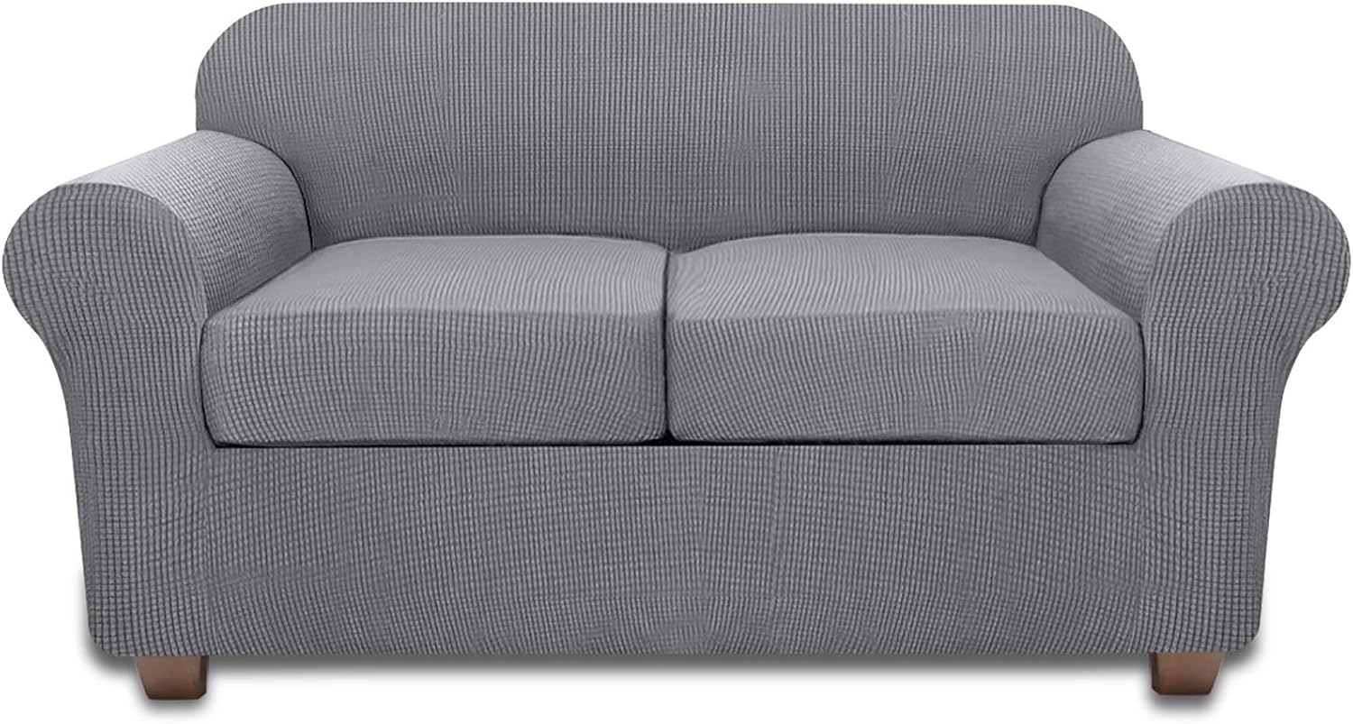 Loveseat Covers, NORTHERN BROTHERS 3 Piece Sofa Couch Covers for 2 Cushion Couch, Stretch Loveseat Sofa Slipcovers for Couches and Loveseats (Base Cover Plus 2 Seat Cushion Covers, Light Gray) : Home & Kitchen