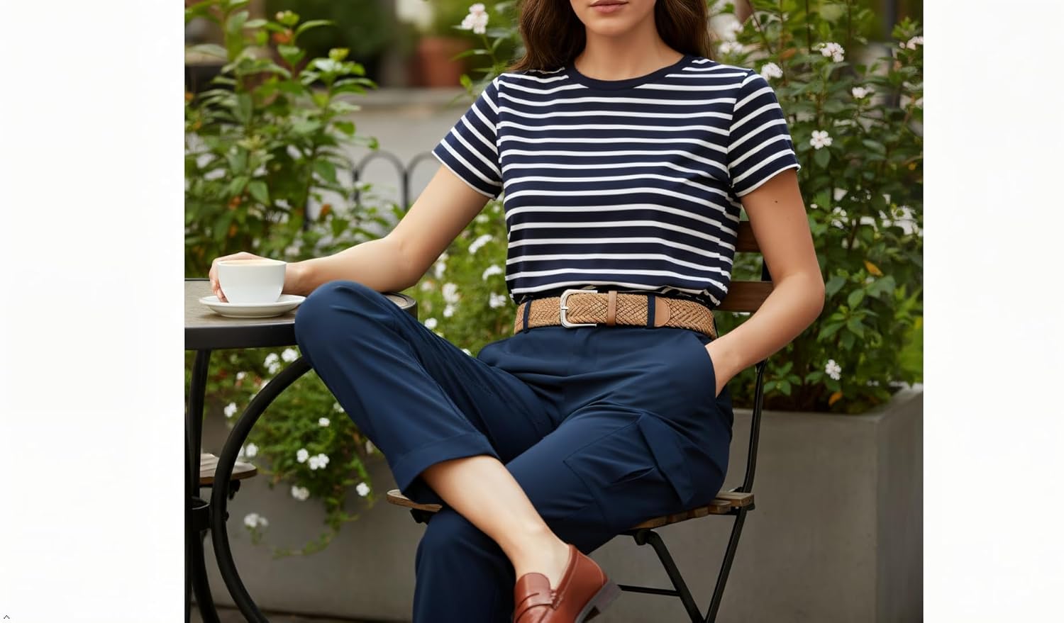 Women's Cargo Capri Pants - Stretch Hiking Cropped Pants with Pockets & Adjustable Hem for Casual Travel Work Golf