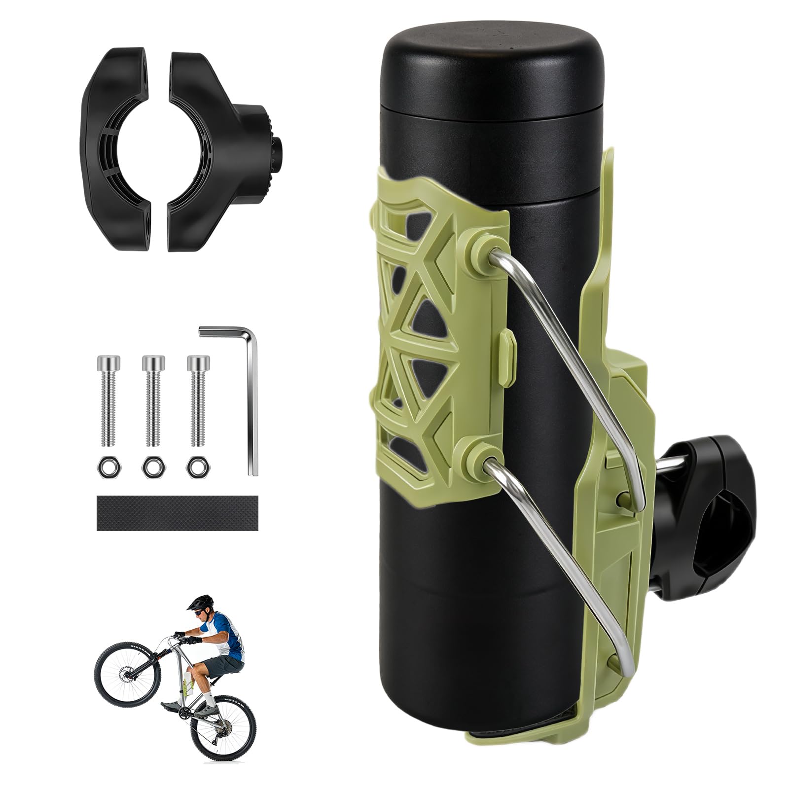 Bike Cup Holder, Motorcycle Water Bottle Holder 360° Rotation Adjust Bicycle Handlebar Water Bottle Cages, Drink Holder for Bicycle, Motorcycle, ATV
