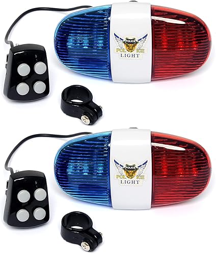 Miniatura 7 de 6 luces LED bicicleta montaña bicicleta policía sonido, 4 sonido electrónico bocina, 4 interruptores para controlar 4 sonidos de sirena de policía,