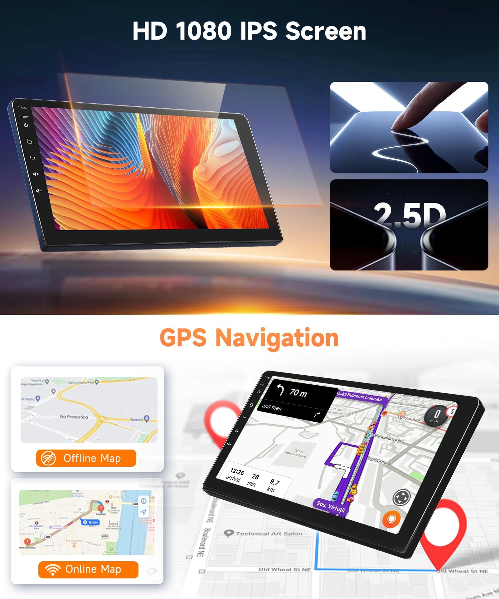 4Core 64G do radia samochodowego Carplay H-onda Jazz 2007-2013, 10-calowy ekran dotykowy IPS z DSP, Bluetooth, Android Auto, GPS, WiFi, FM/RDS, SWC, kamera,K5 pro