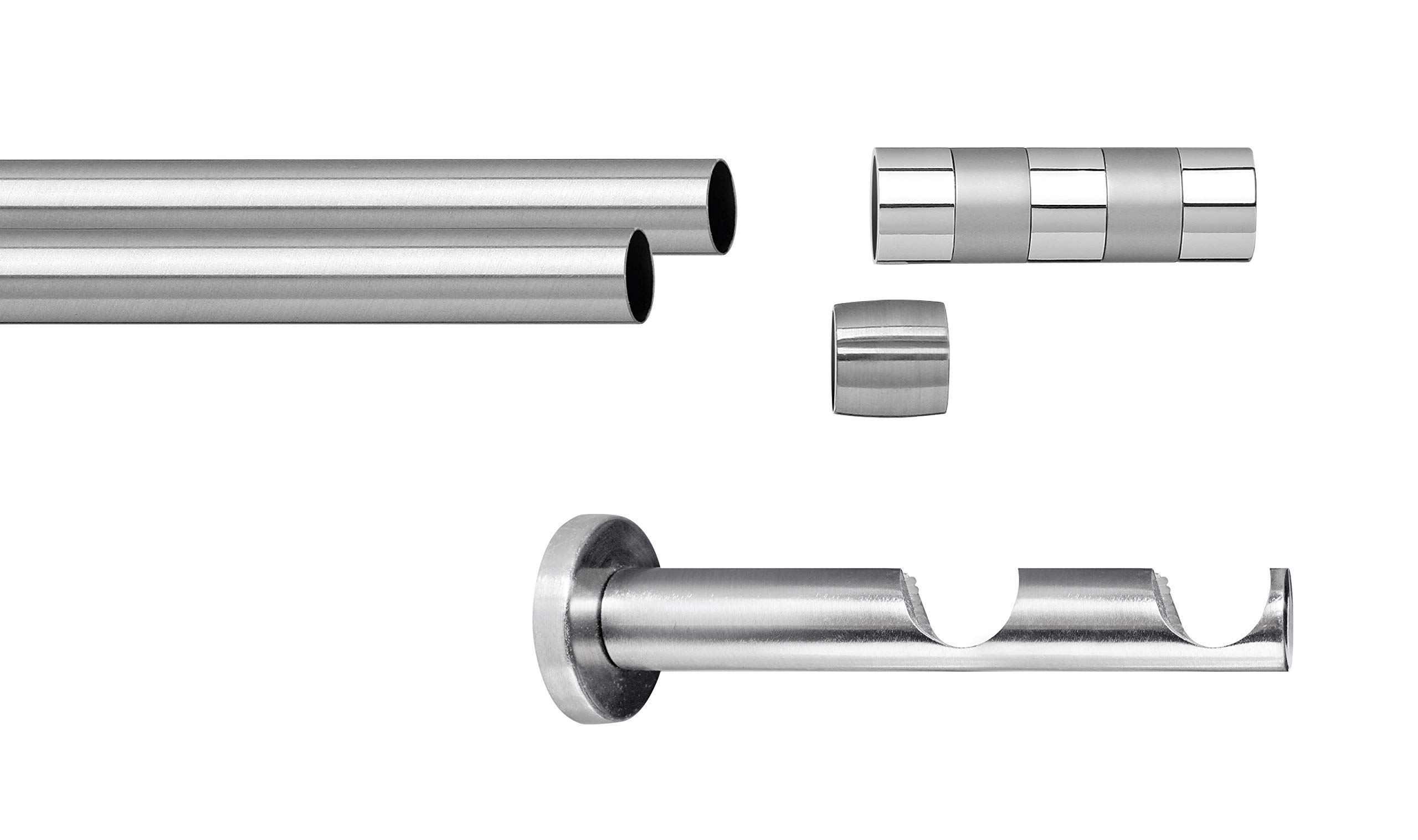 GARESA Gardinenstangen, Metall, Edelstahl-Optik/Chrom, 120 cm