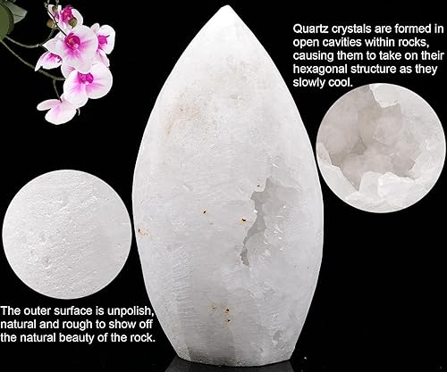 Miniatura 3 de JIC Gem Geoda grande de cuarzo natural, racimo de cristal natural, druzy reiki, piedras preciosas curativas para decoración del hogar, 1.7-2.2 libras