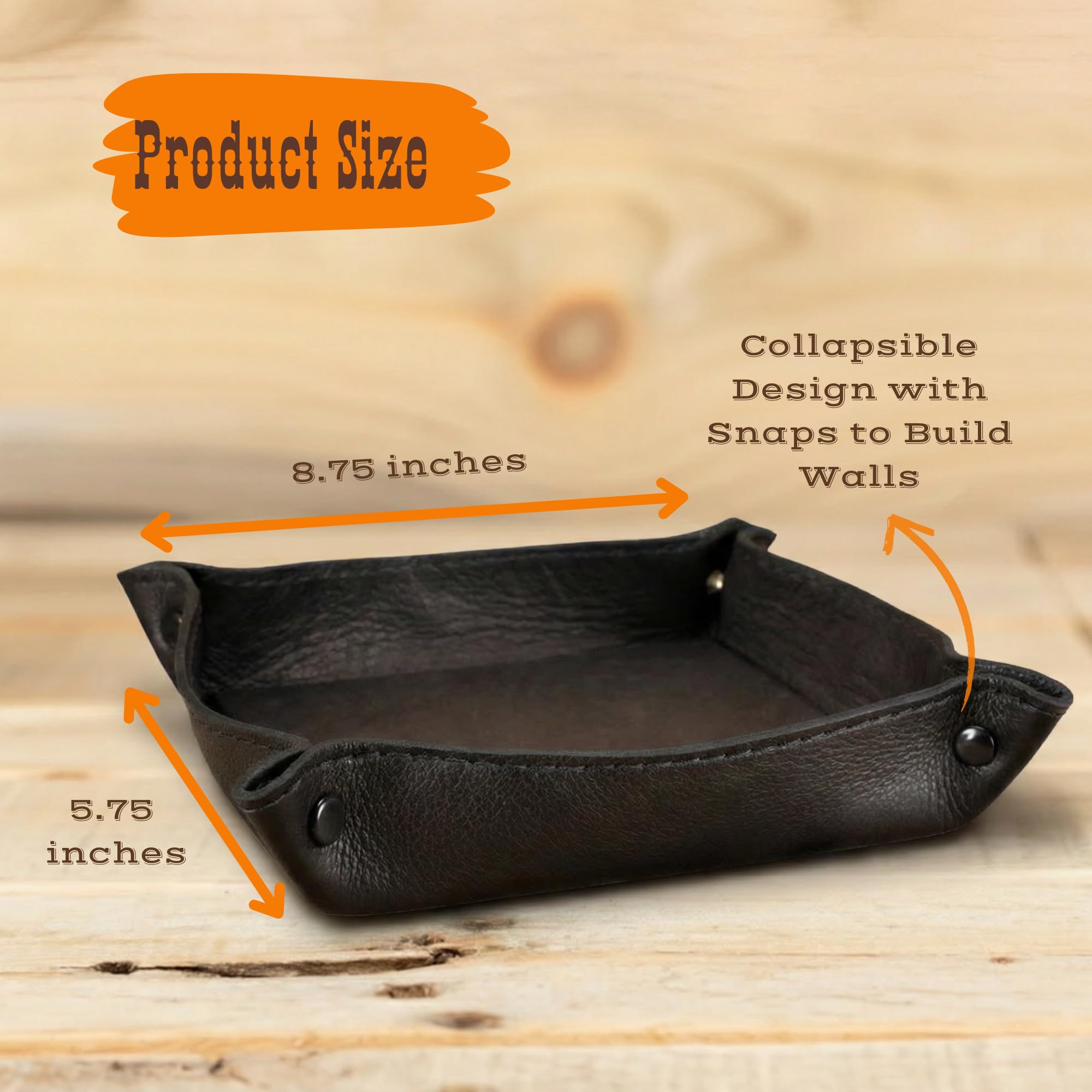 Handgefertigte faltbare Würfelablage aus echtem Leder für Dungeon and Dragons und andere RPG-Spiele (schwarz)