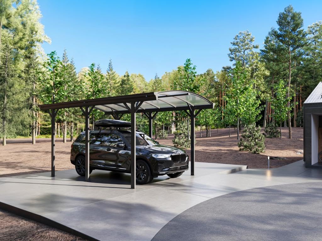 Vente-Unique Pergola carport autoportante en aluminium - 1 voiture - 15 m² - gris anthracite - BARESA