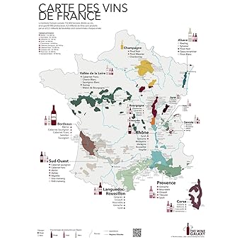 The Wine Galaxy - Mapa impreso de vinos de Francia y regiones vitícolas (formato estándar de 50 x 70 cm) | Póster mural, para regalo (idioma español no garantizado)