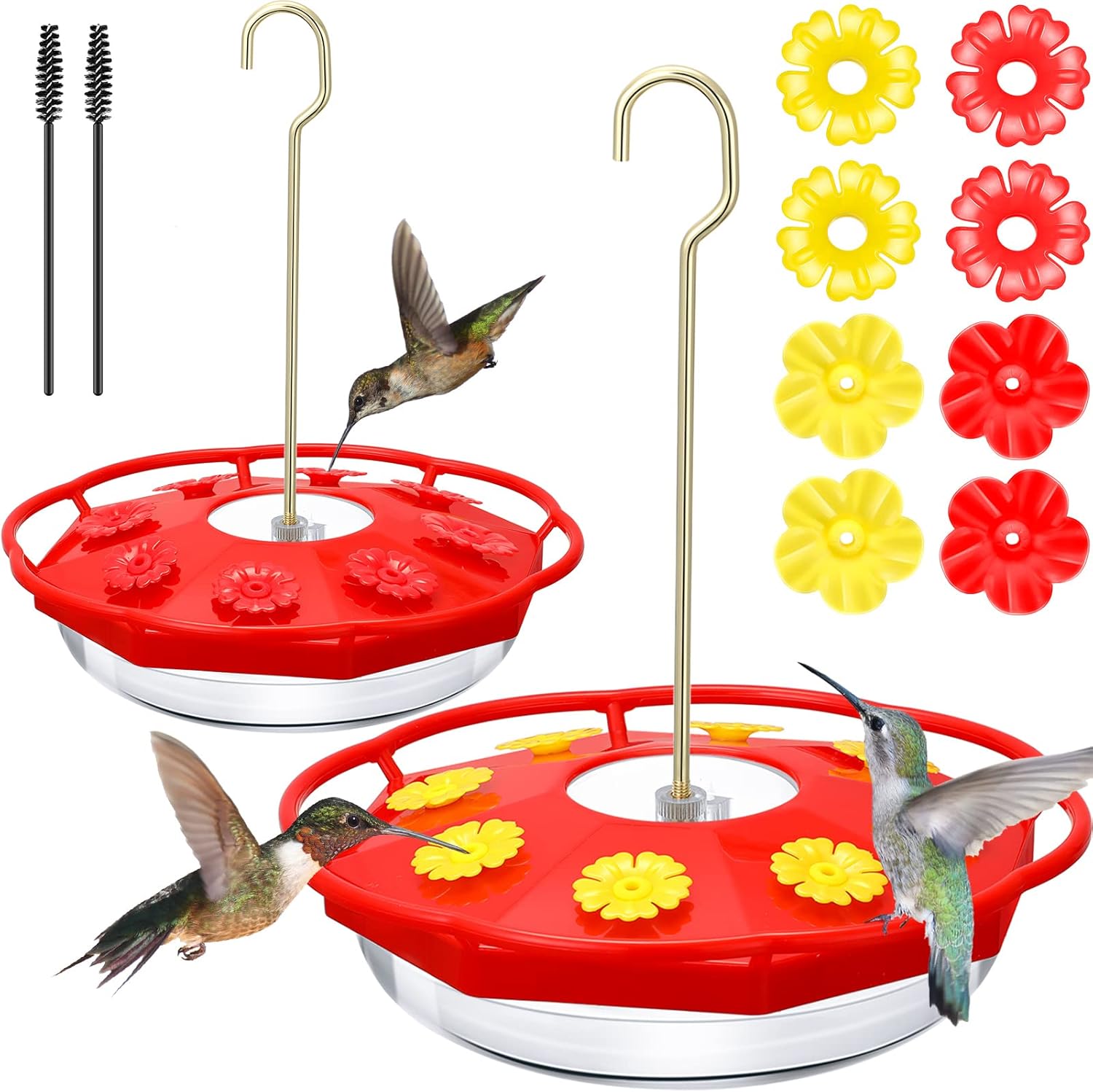 2 Packs 16 oz Red Hummingbird Feeder Plastic Saucer