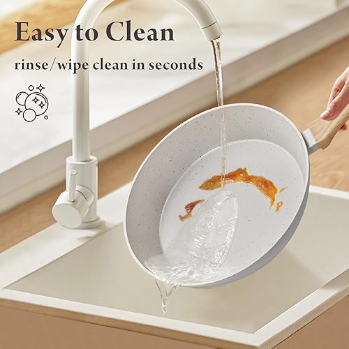 Miniatura 5 de Juego de 24 ollas y sartenes de cerámica antiadherente, juego de utensilios de cocina saludables no tóxicos con gran capacidad, compatible con