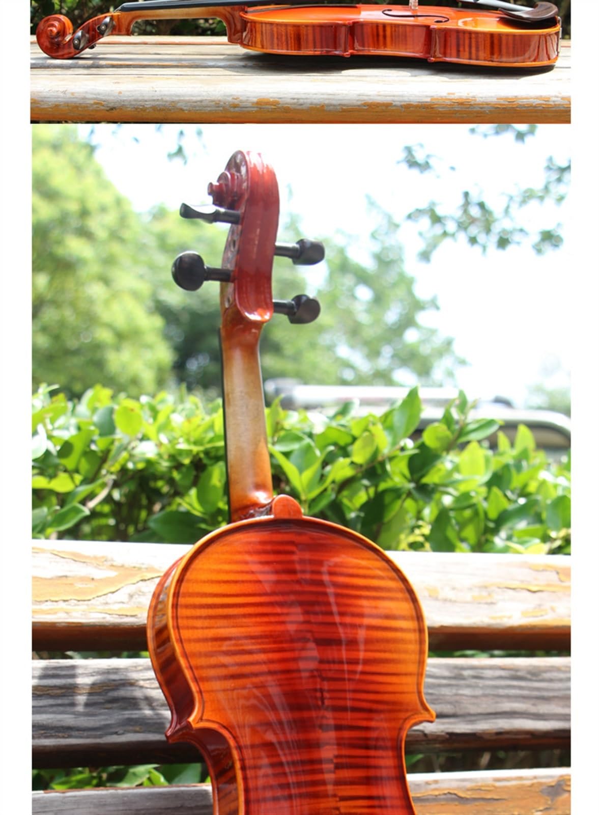 Geige Handgefertigte Gemusterte Violine Holzmaterial Ebenholz Zubehör(1/4)