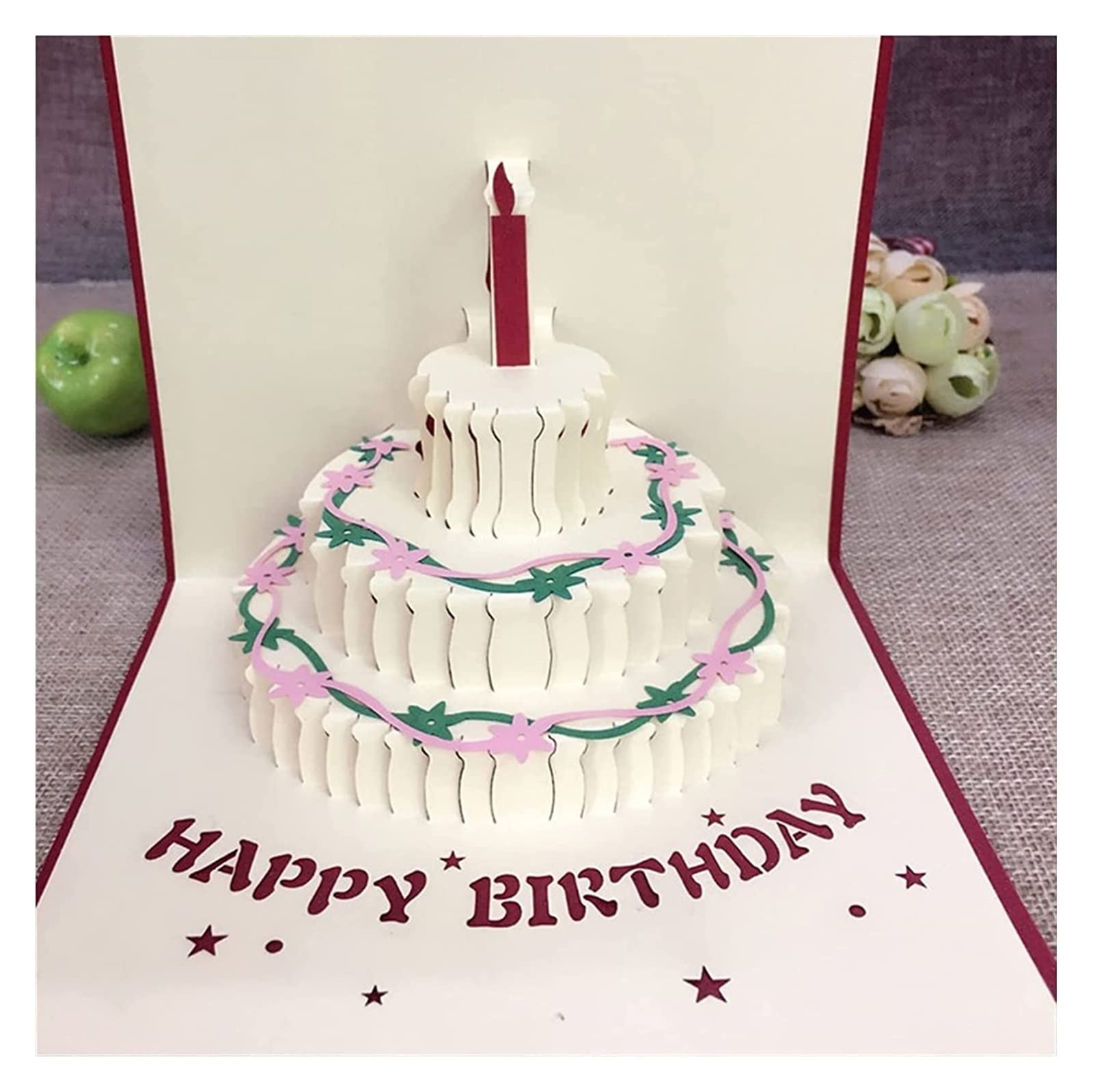 Paper Pop Up Cards,Birthday Greeting Card,Valentine Gift Card, Birthday Gift Cake Card Pop Up 3D With Envelope Greeting Cards Postcard Invitation Handcrafted Origami Wishes Cards Thank You Cards (Co