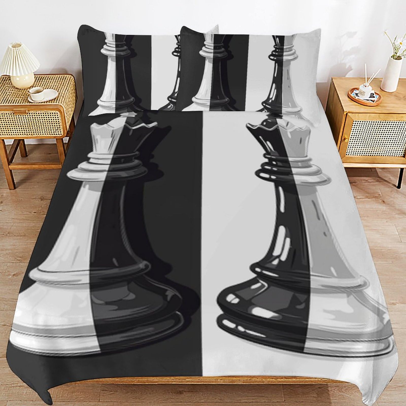 Parure de lit échecs idée cadeau idéale pour décoration chambre garçon et fille