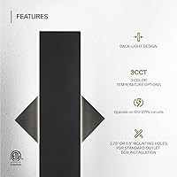 Vista 3 de ASD Lámpara LED de montaje en pared de 18 pulgadas de largo, aplique lineal para exteriores e interiores 3CCT, regulable, impermeable