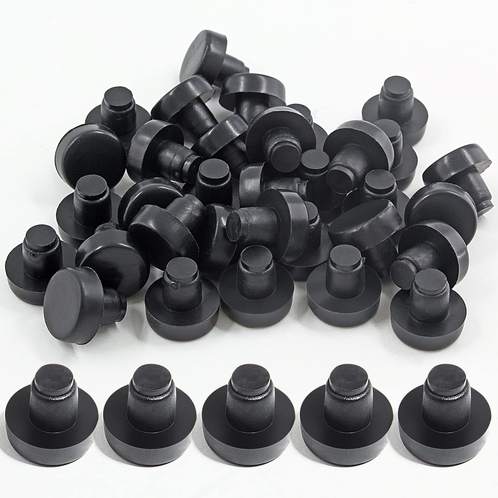 ANCIRS 30 Pack Glass Top Table Bumpers with Stem, Black Rubber Grippers