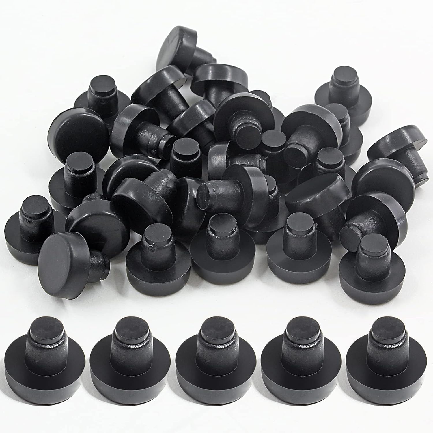 Litoexpe Glass Table Top Bumpers with Stem, 30 Pieces Black Rubber