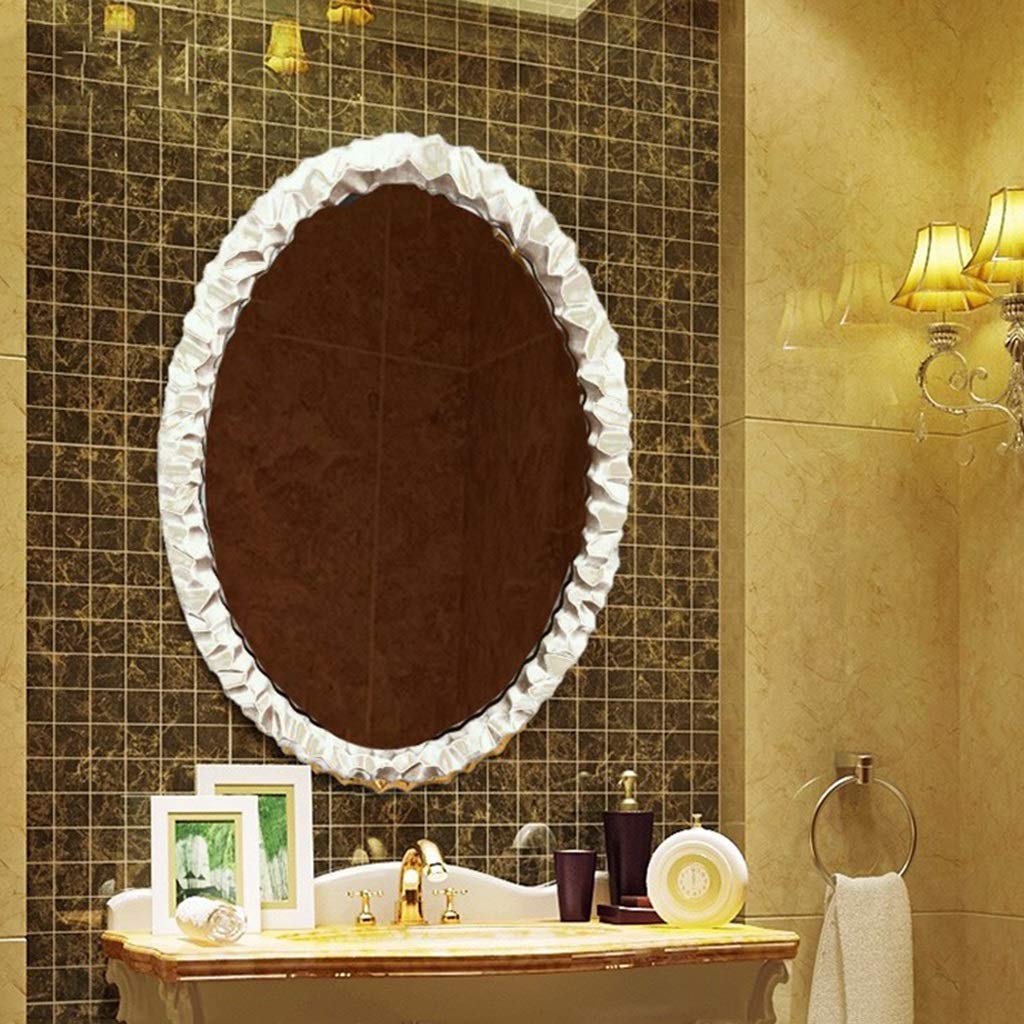Ankleidespiegel Wandspiegelrativ Rund Glitzergroß/Oval Wandspiegel/White/56X76Cm