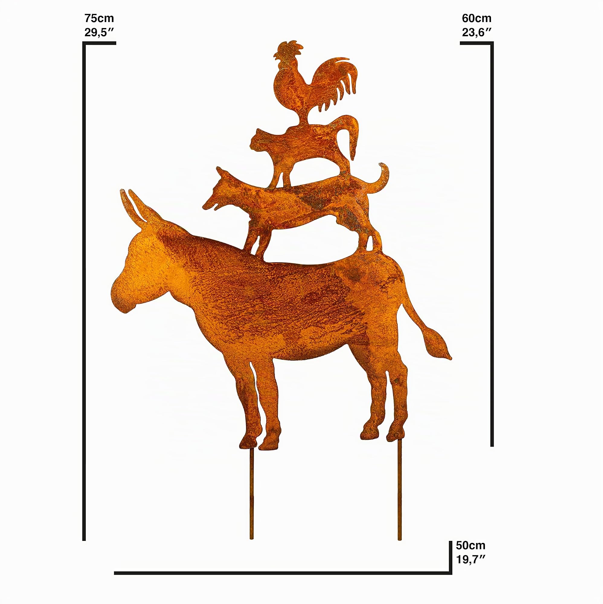 Bremer Stadtmusikanten Gartenstecker - Märchen Klassiker - Gartendeko Figuren Tiere - Deko Garten Deko Haustür