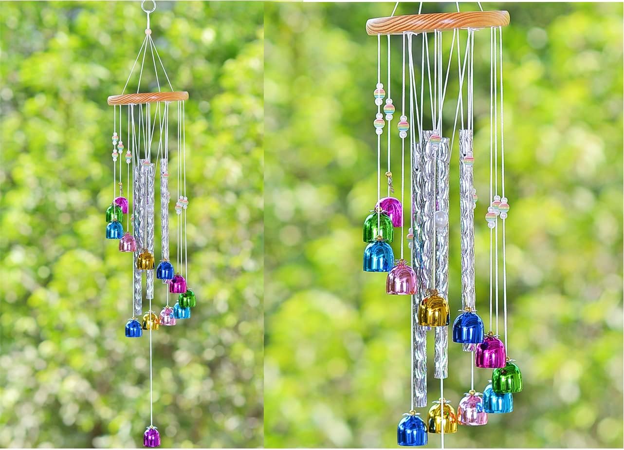 Multicolour Wind Chime with 4 Pipes and 11 Bells, Solid Wood Pendulum, 22 Inch, for Home Balcony Garden Indoor and Outdoor Decor-picture-10